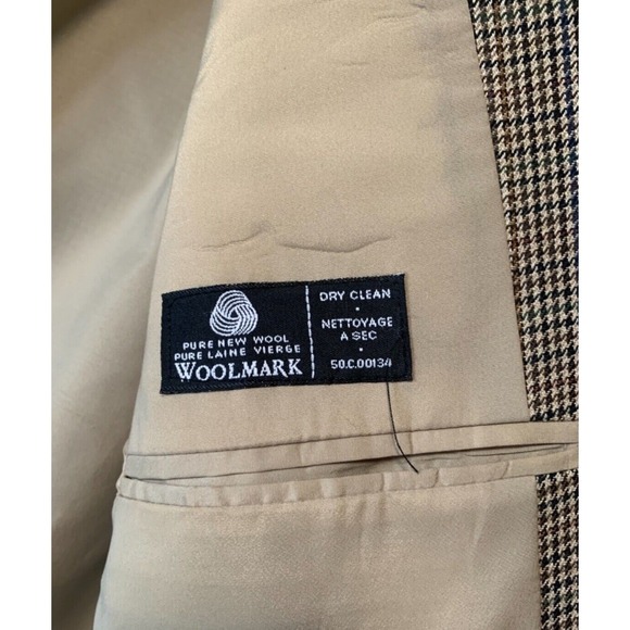 Lauren Ralph Lauren Mens 46R Wool Houndstooth Blazer Sport Coat Tan Brown Canada - Picture 3 of 16